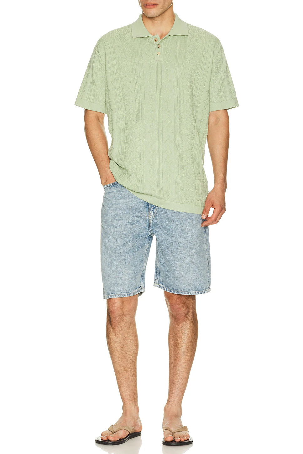 The Critical Slide Society Rails Knit Polo - Seagrass S