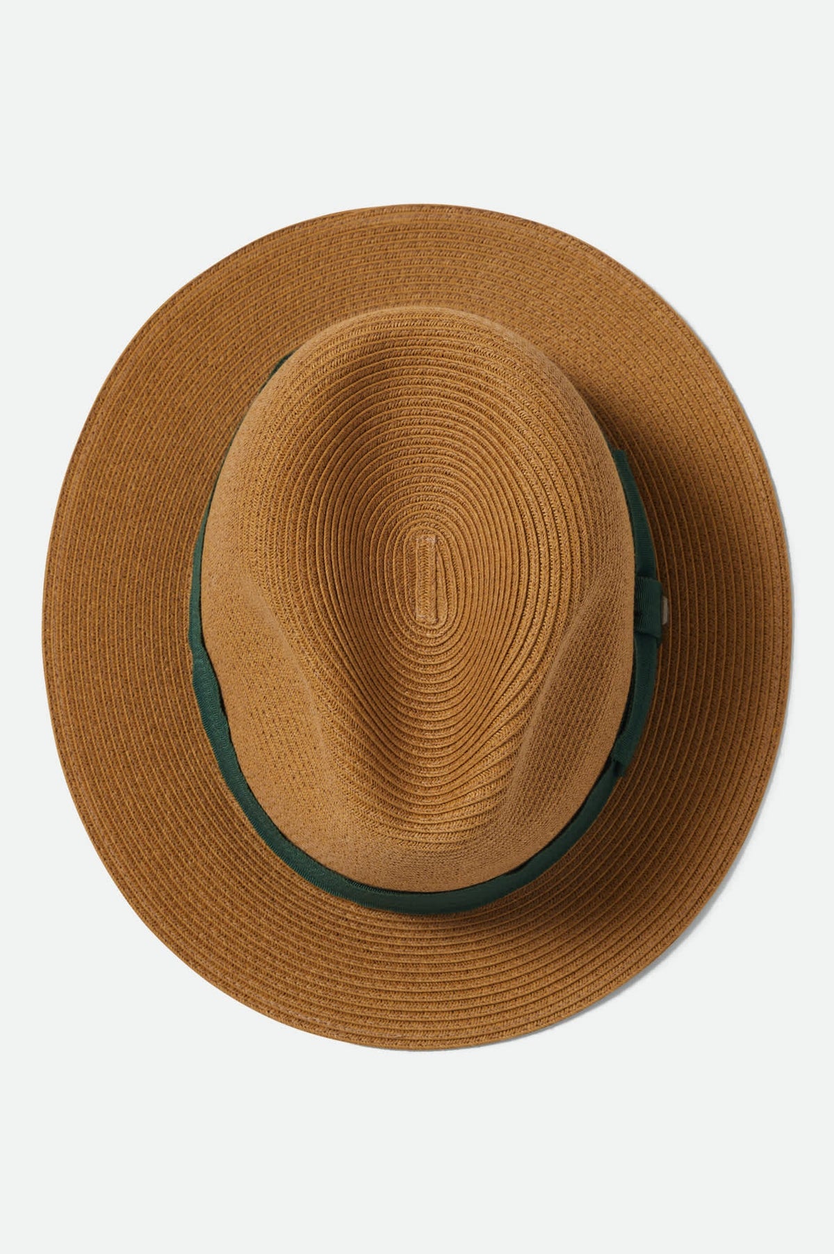 Brixton Roma Straw Fedora Dark Tan/Primal Green S/M