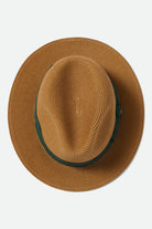 Brixton Roma Straw Fedora Dark Tan/Primal Green S/M