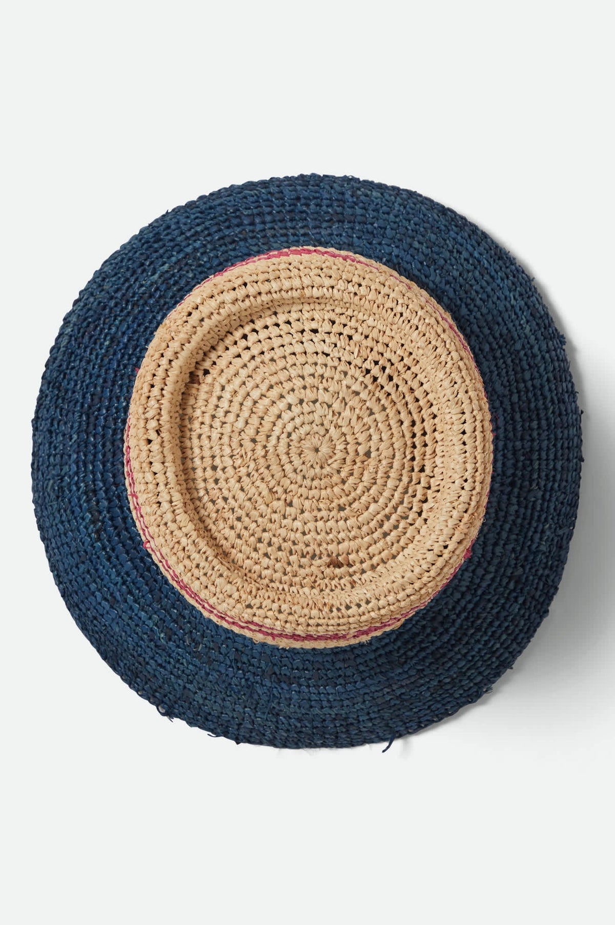 Brixton Ellee Straw Bucket Hat - NATURAL/NAVY/RED - 100% Straw Natural/Navy/Red XS/S