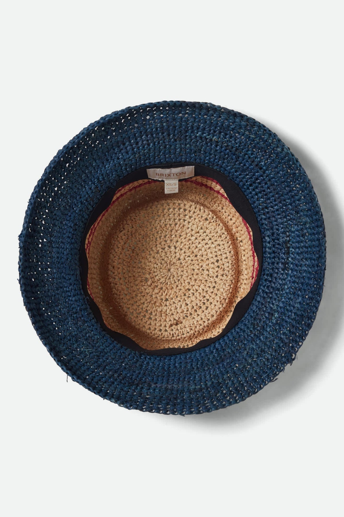 Brixton Ellee Straw Bucket Hat - NATURAL/NAVY/RED - 100% Straw Natural/Navy/Red XS/S