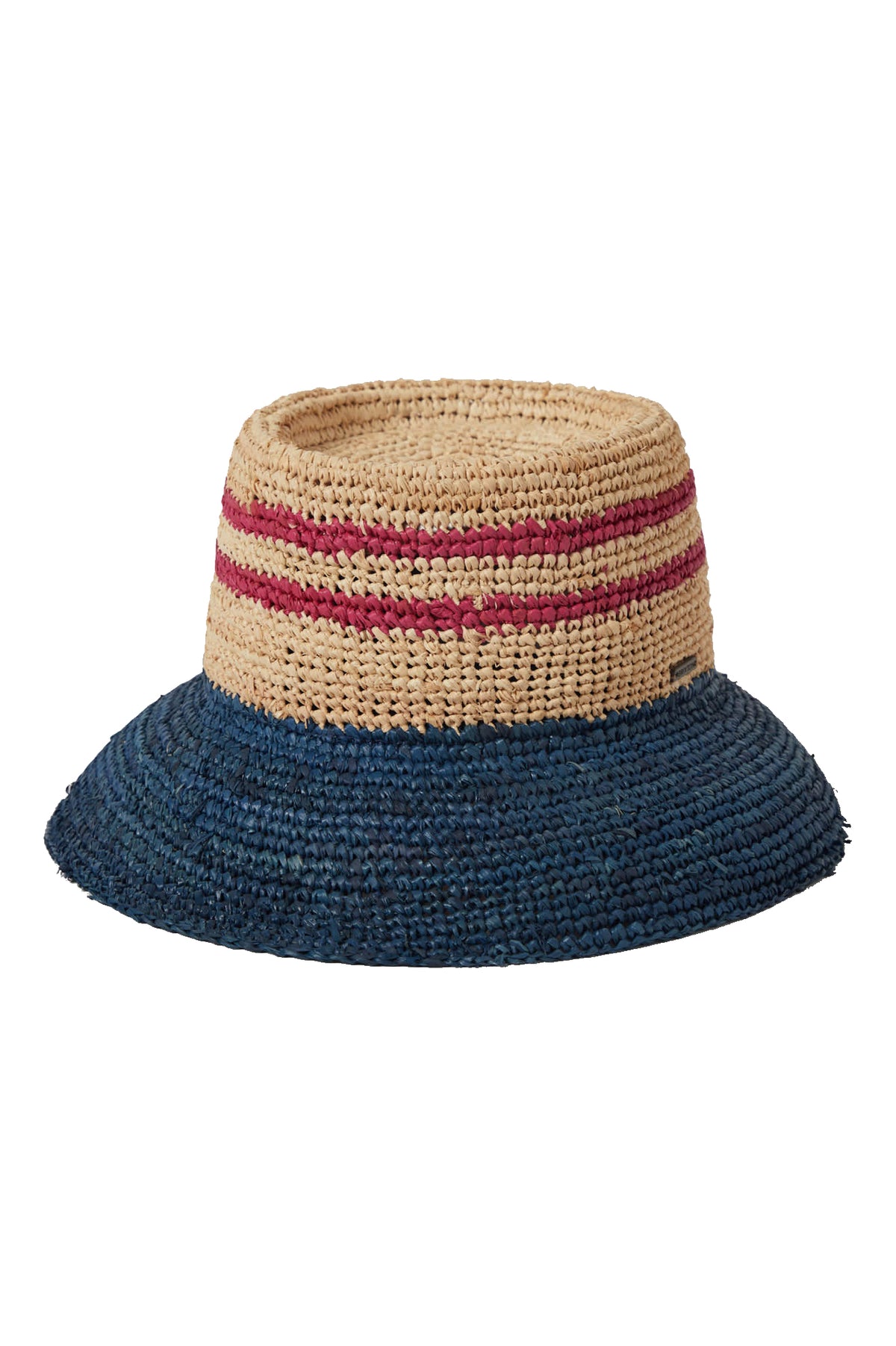 Brixton Ellee Straw Bucket Hat - NATURAL/NAVY/RED - 100% Straw Natural/Navy/Red XS/S