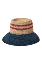 Brixton Ellee Straw Bucket Hat - NATURAL/NAVY/RED - 100% Straw Natural/Navy/Red XS/S
