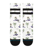 Stance Surfin Monkey Crew Sock White Traditional OS