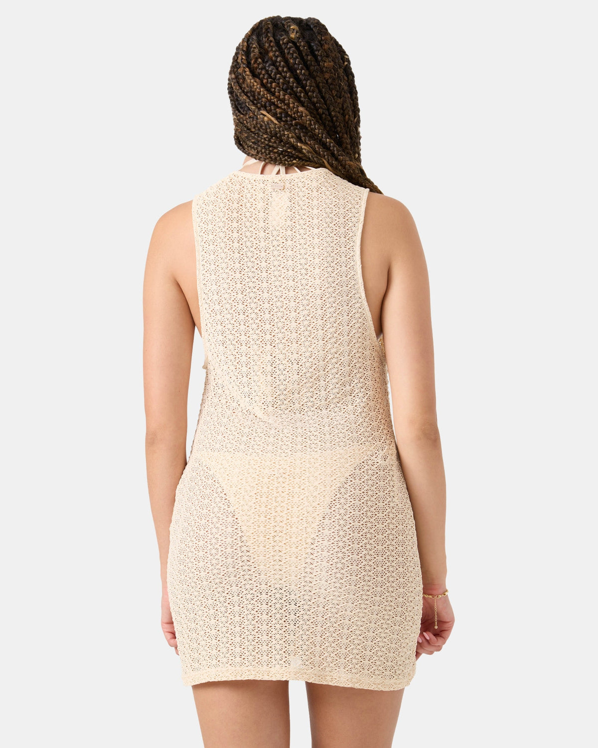 ROXY CROCHET COVER UP DRESS CREAM M