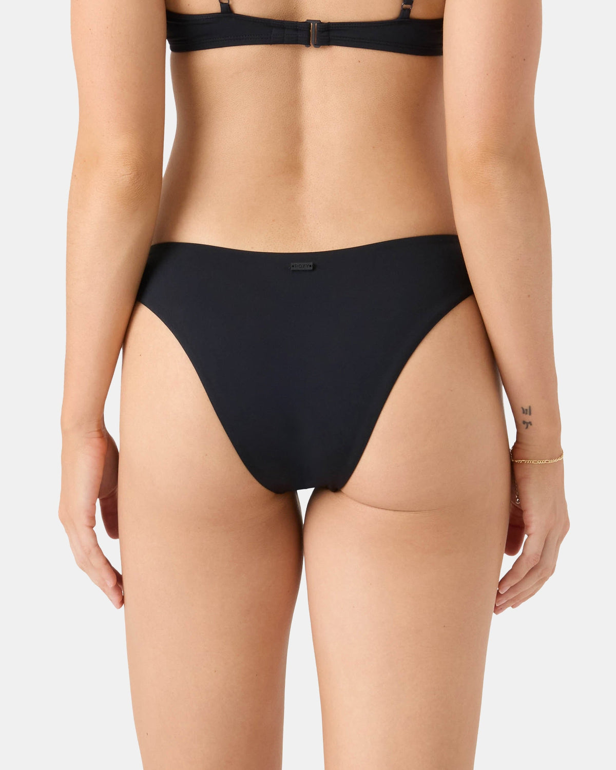 Roxy Solid Beach Classics High Leg Regular Bikini Bottom ANTHRACITE S
