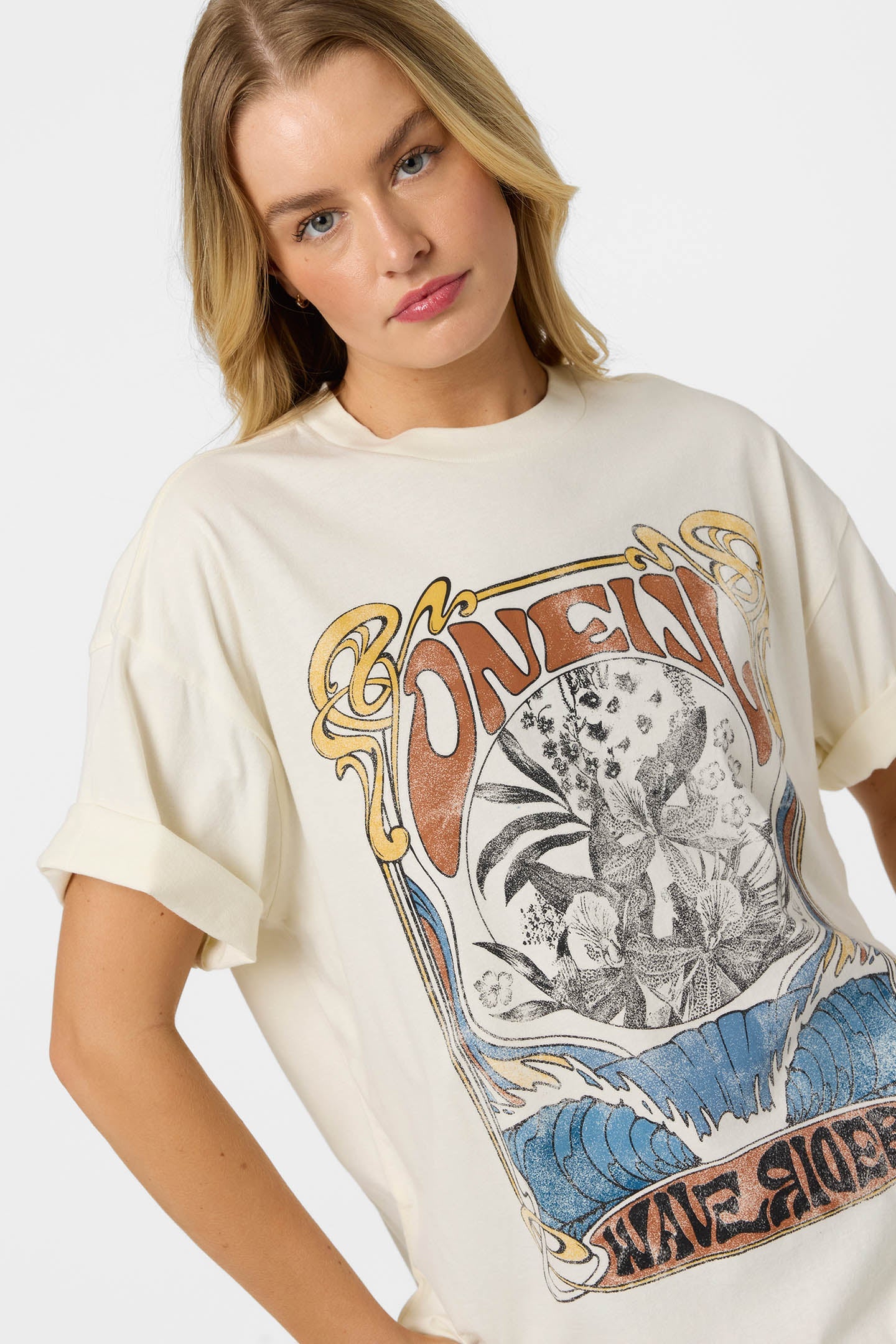 O'Neill WAVE RIDER OVERSIZED TEE Shirt Tofu XS