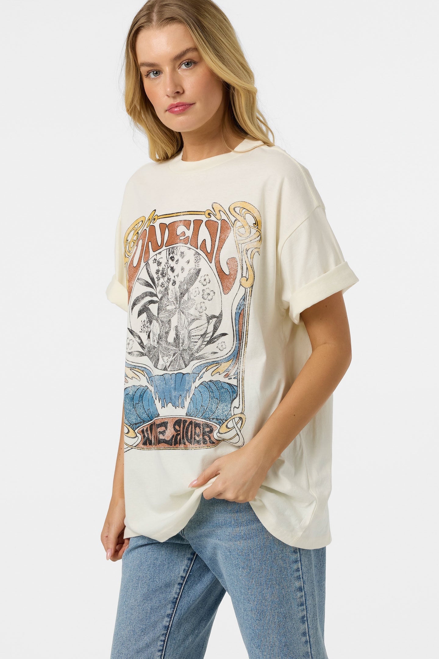 O'Neill WAVE RIDER OVERSIZED TEE Shirt Tofu XS