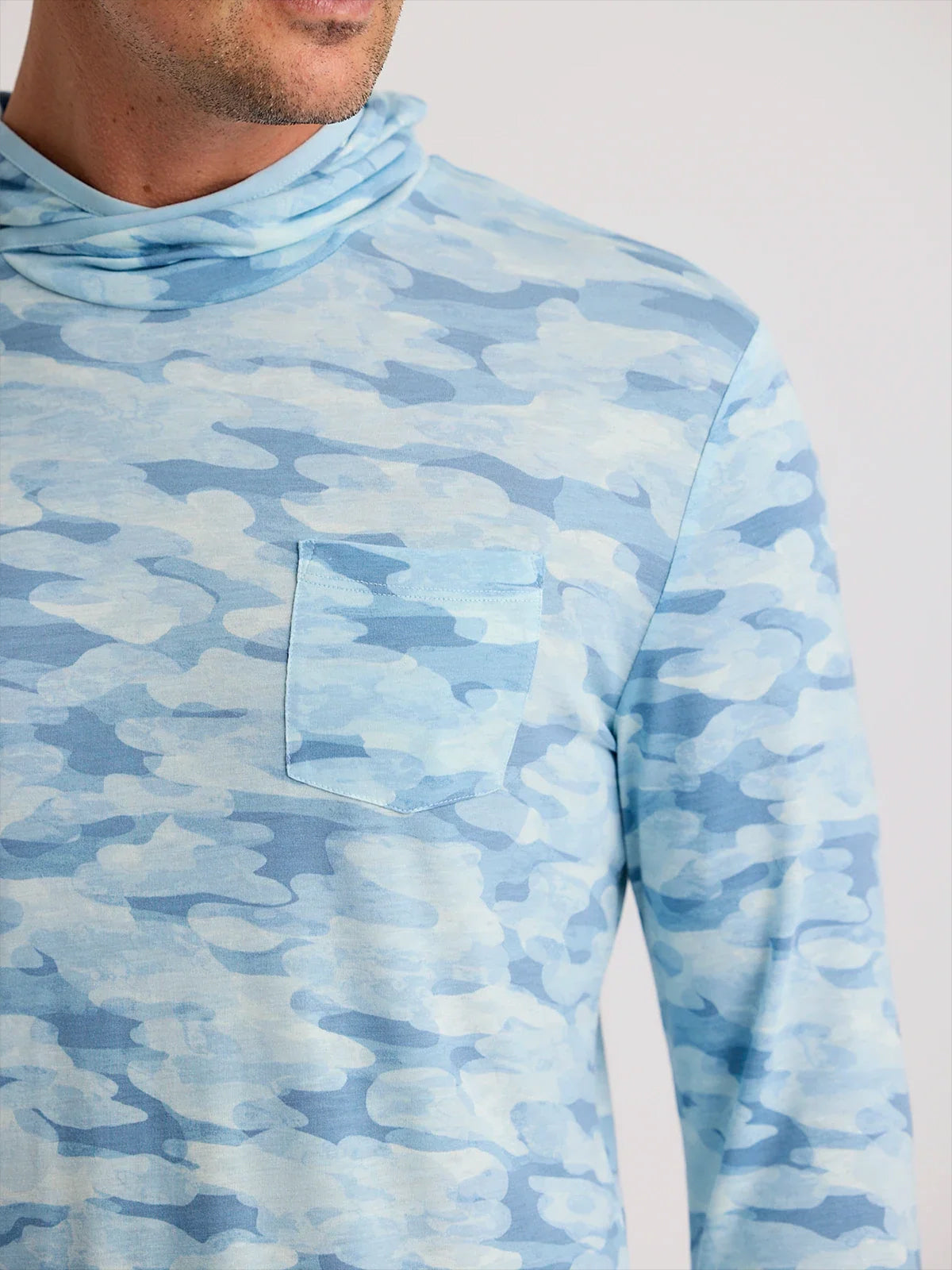 Free Fly Bamboo Lightweight Hoodie Seasmoke Camo Surf Blue XL