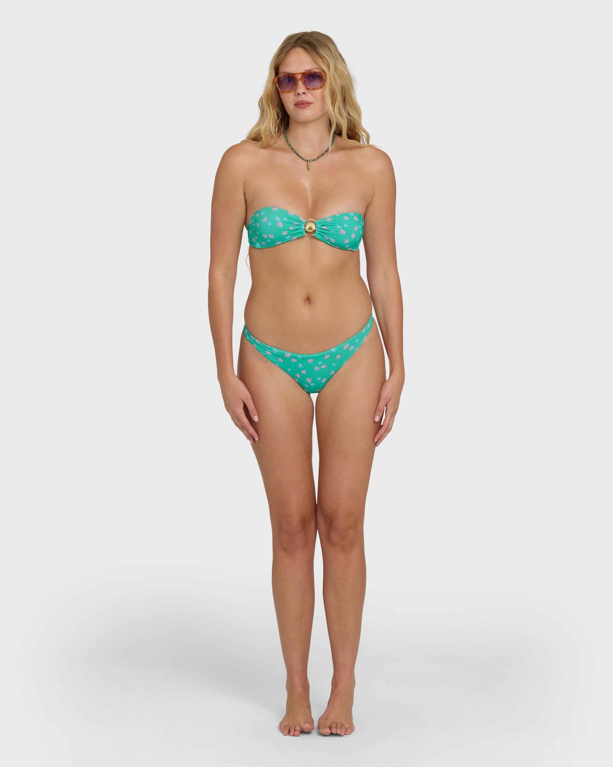 Billabong SHIP WRECKED SHELLY BANDEAU WOMEN Top Green Tropics XS