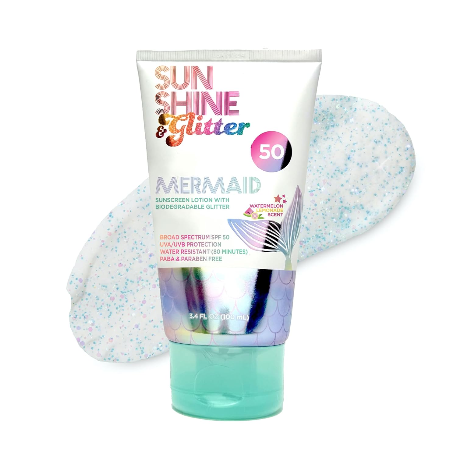 Sunshine and Glitter Mermaid SPF 50 Biodegradable Glitter Sunscreen 3.4oz