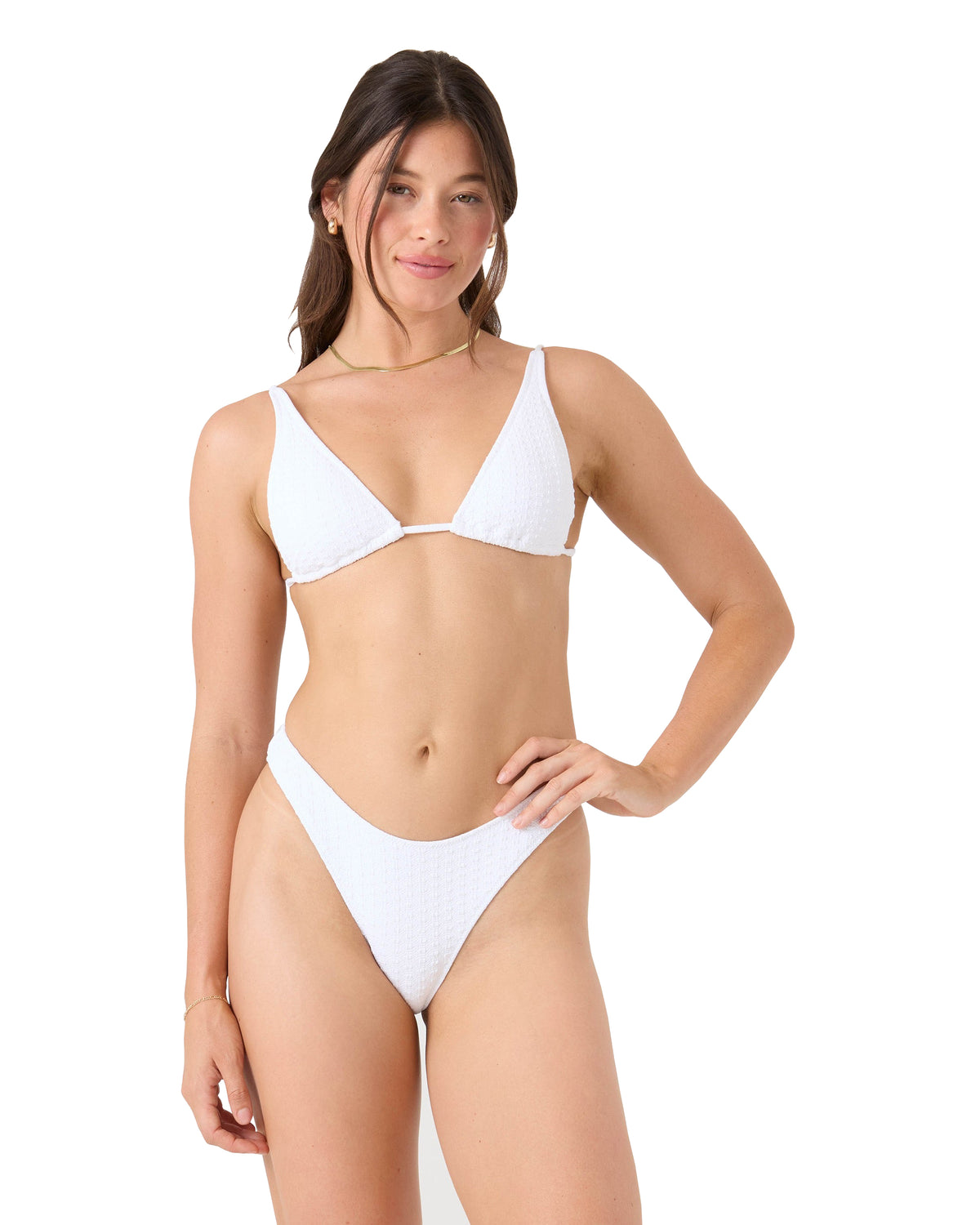 Roxy Haliewa Built Up Triangle Bikini Top BRIGHT WHITE M