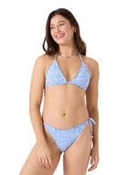 ROXY Margarita Tie Side Cheeky BLUE/WHT L