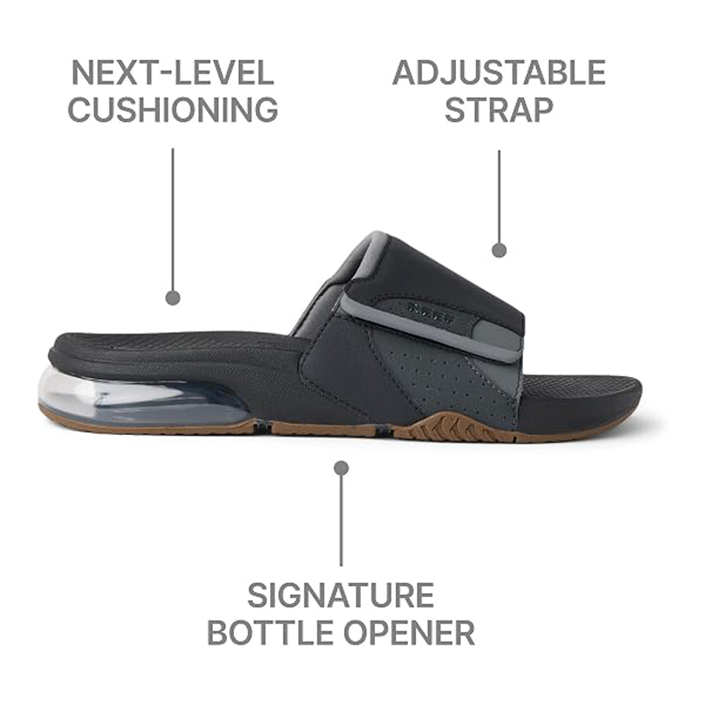 Reef Fanning + Slide Mens Sandal Black-Grey 9