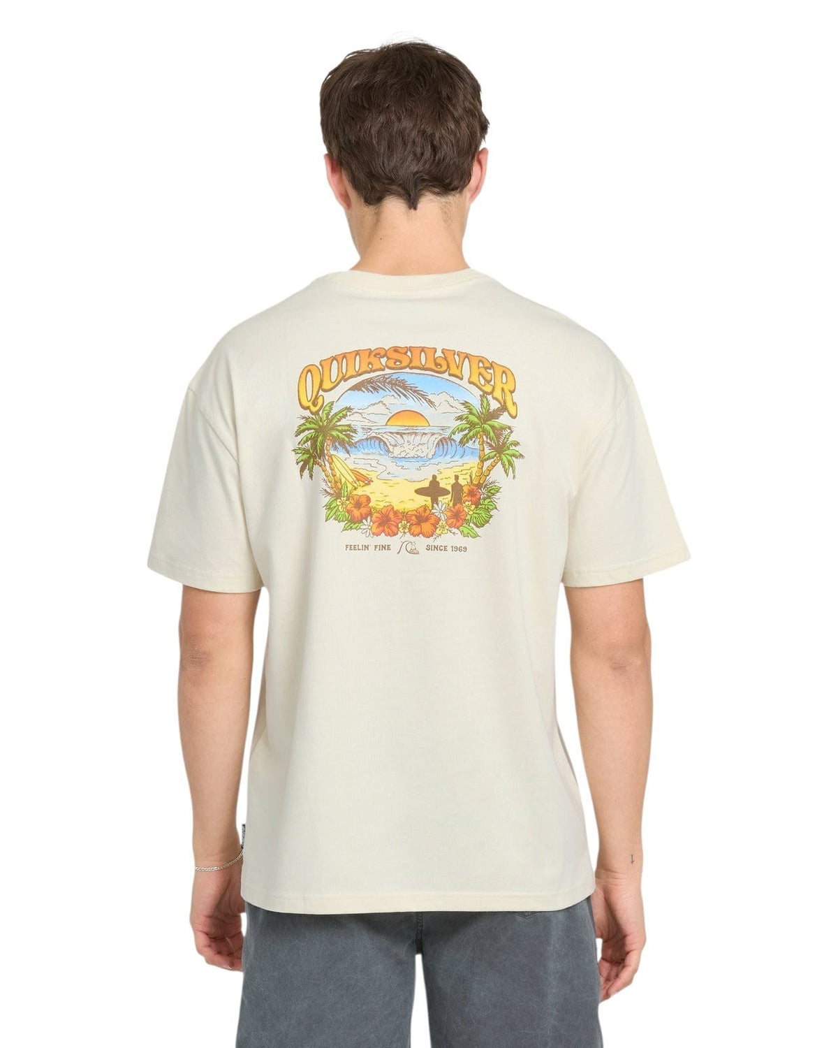 Quiksilver HAWAIIAN PARADISE MEN'S Shirt Silver Birch XL