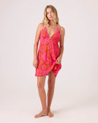 Roxy Sun Chasers Plunge Dress PINK COMBO S
