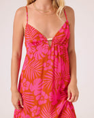 Roxy Sun Chasers Plunge Dress PINK COMBO S