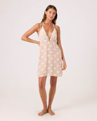 Roxy Puka Dots Plunge Dress NEUTRAL COMBO S