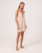 Roxy Puka Dots Plunge Dress NEUTRAL COMBO L