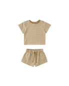 Rylee+Cru Boxy Tee+Short Stripe Set  Honey 4-5y
