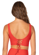 Maaji Allure Long Line Bikini Top RedCamelia S