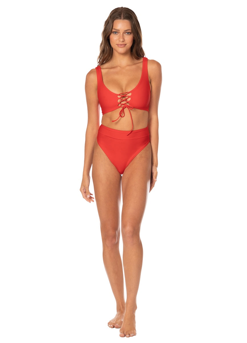 Maaji Allure Long Line Bikini Top RedCamelia L
