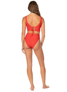 Maaji Allure Long Line Bikini Top RedCamelia L