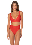 Maaji Allure Long Line Bikini Top RedCamelia S
