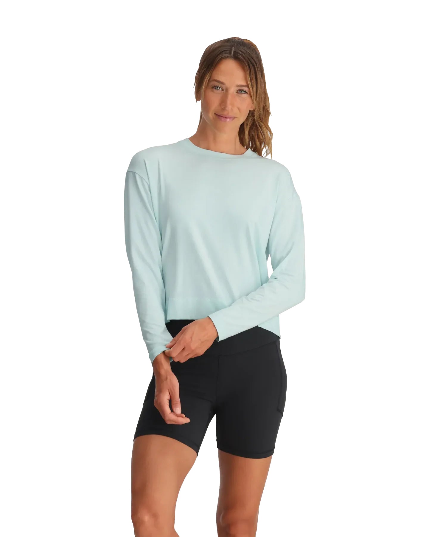 Free Fly Women's Bamboo Shade Crossover Long Sleeve - Tropic Sea XS