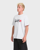 Quiksilver YG Script Sticker Slap SS Tee WHT XL