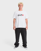 Quiksilver YG Script Sticker Slap SS Tee WHT L
