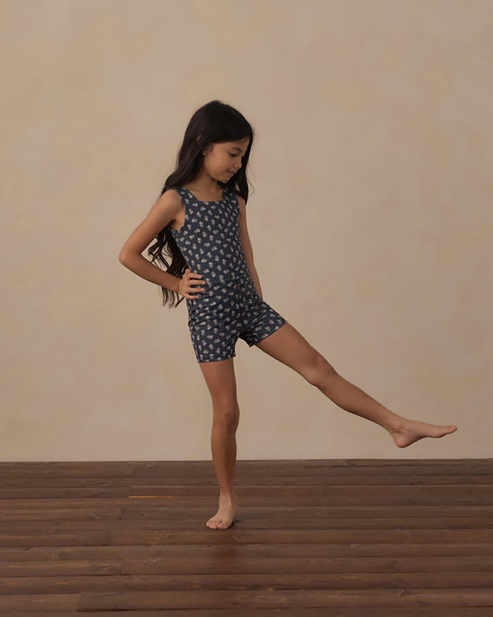 Rylee and Cru Malibu Bodysuit Blue Blooms 4-5Y