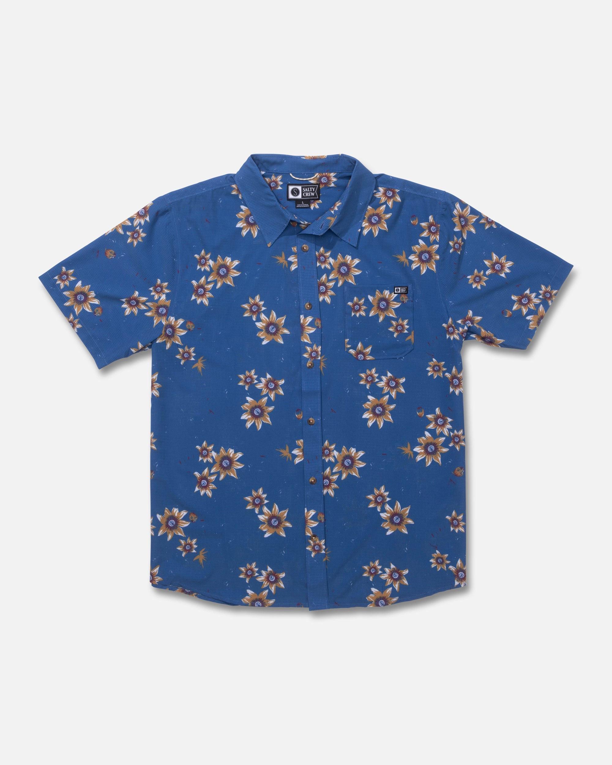 SALTY CREW BREEZER PERF BUTTON UP True Navy M