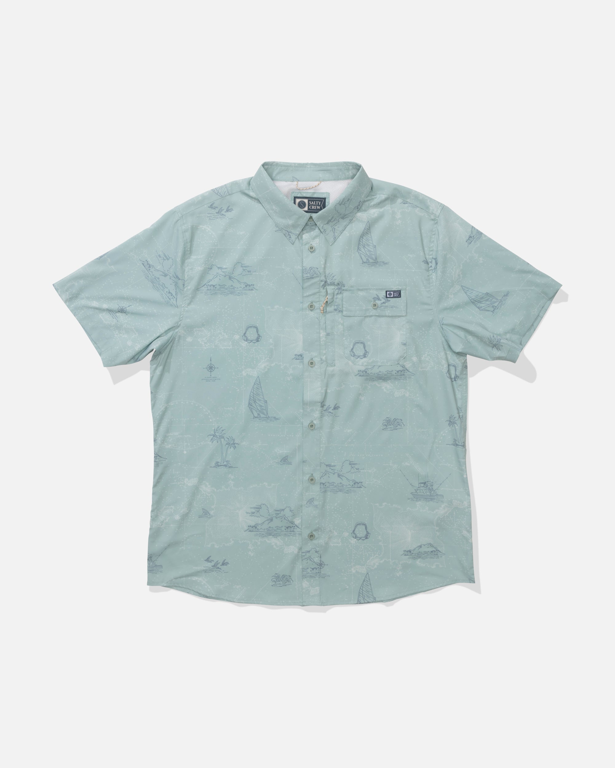 SALTY CREW FLAGSHIP UV BUTTON UP Jade XXL