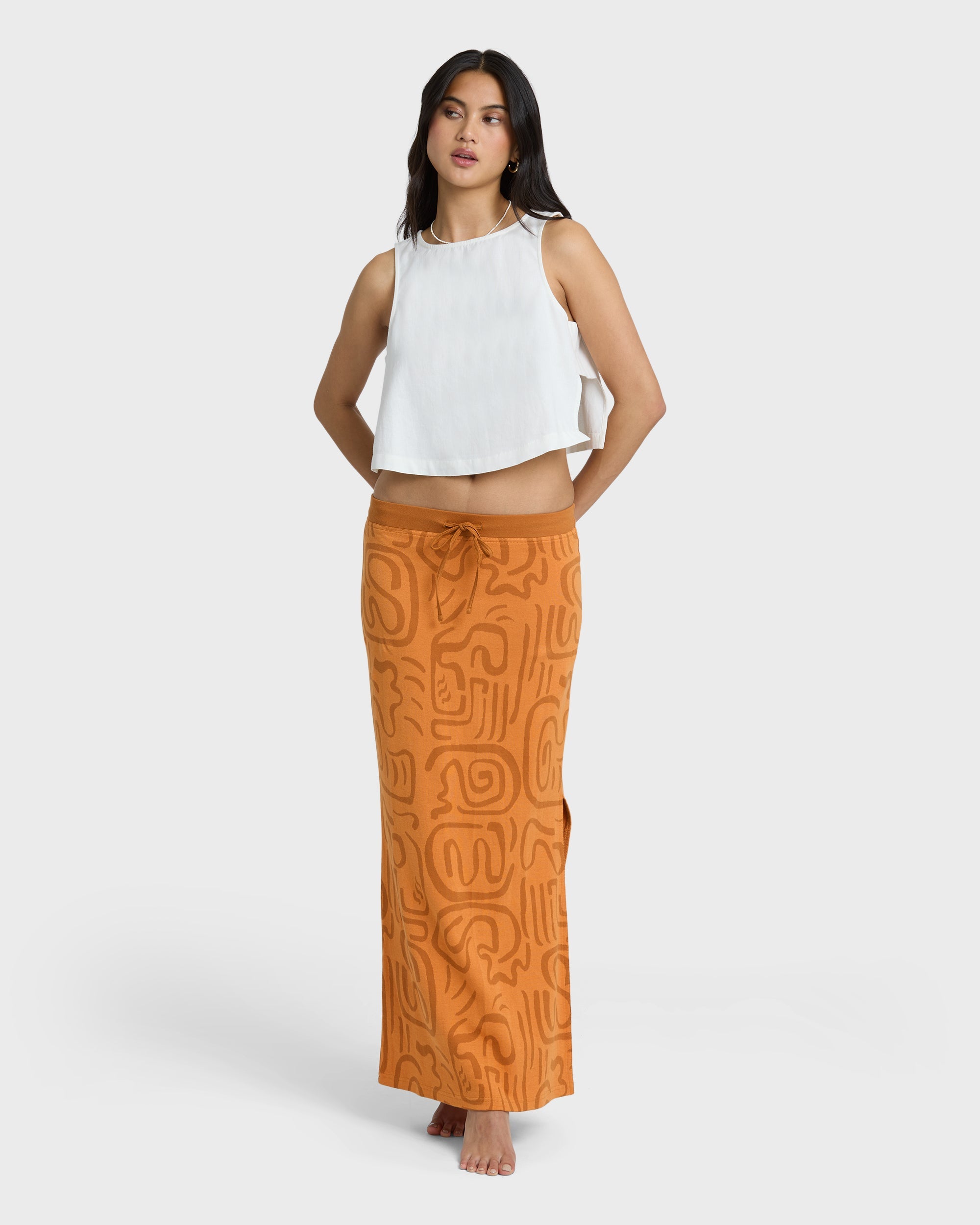 BILLABONG EMBERS KNIT MIDI SKIRT TNG-TANGERINE XS