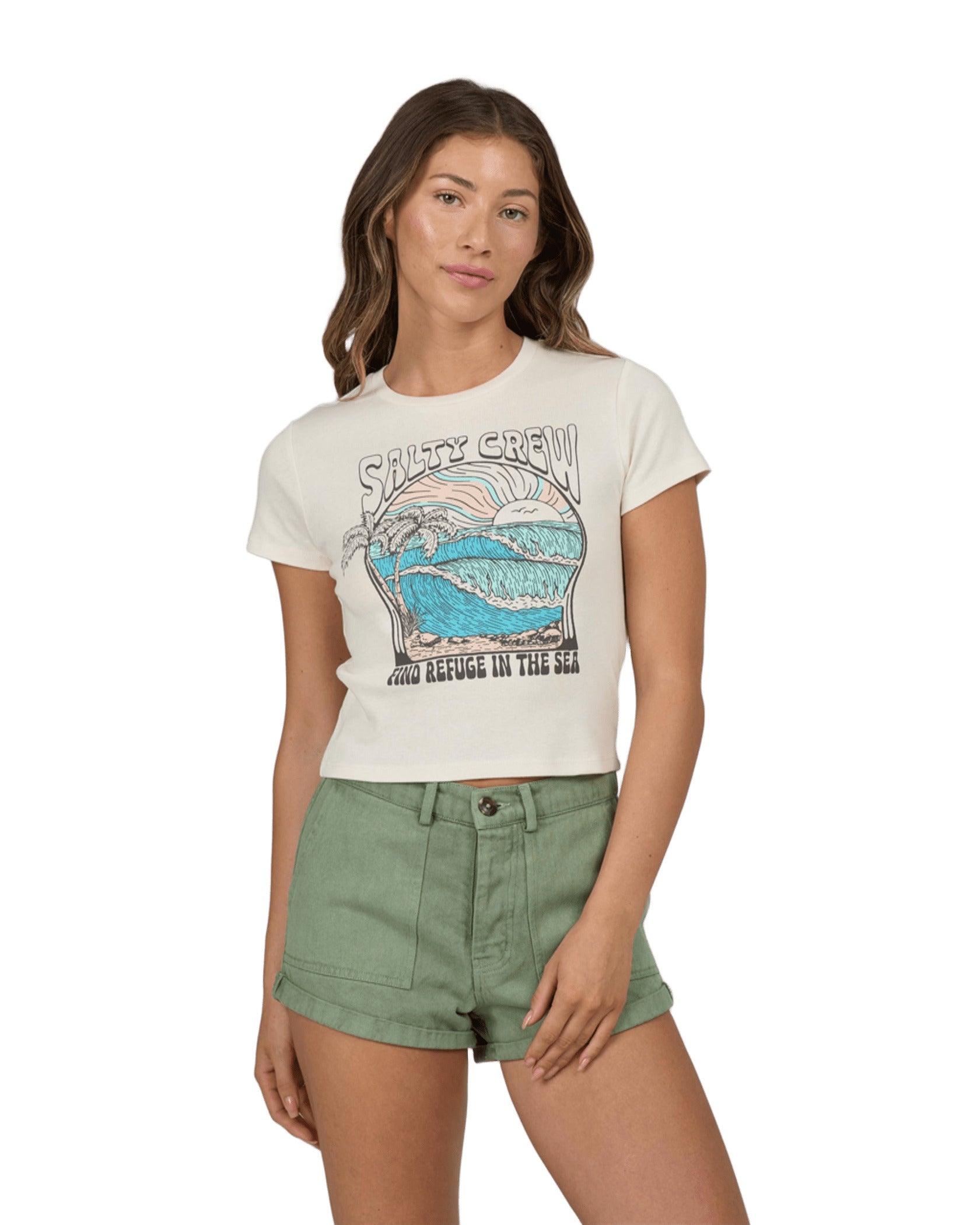 SALTY CREW KEYHOLE BABY TEE Off White S