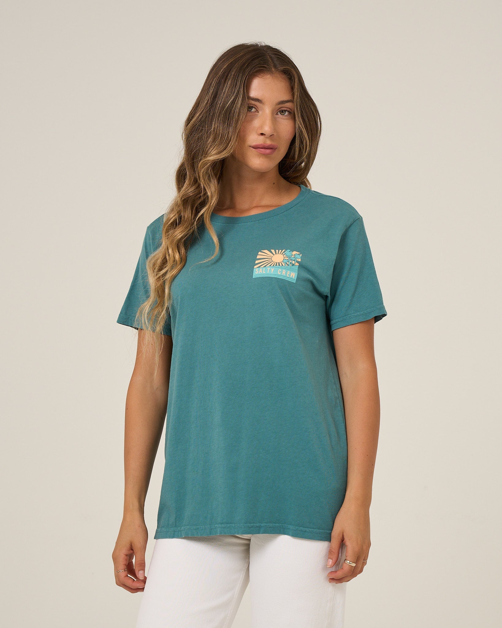 Salty Crew Rise And Smile BF Tee Teal M