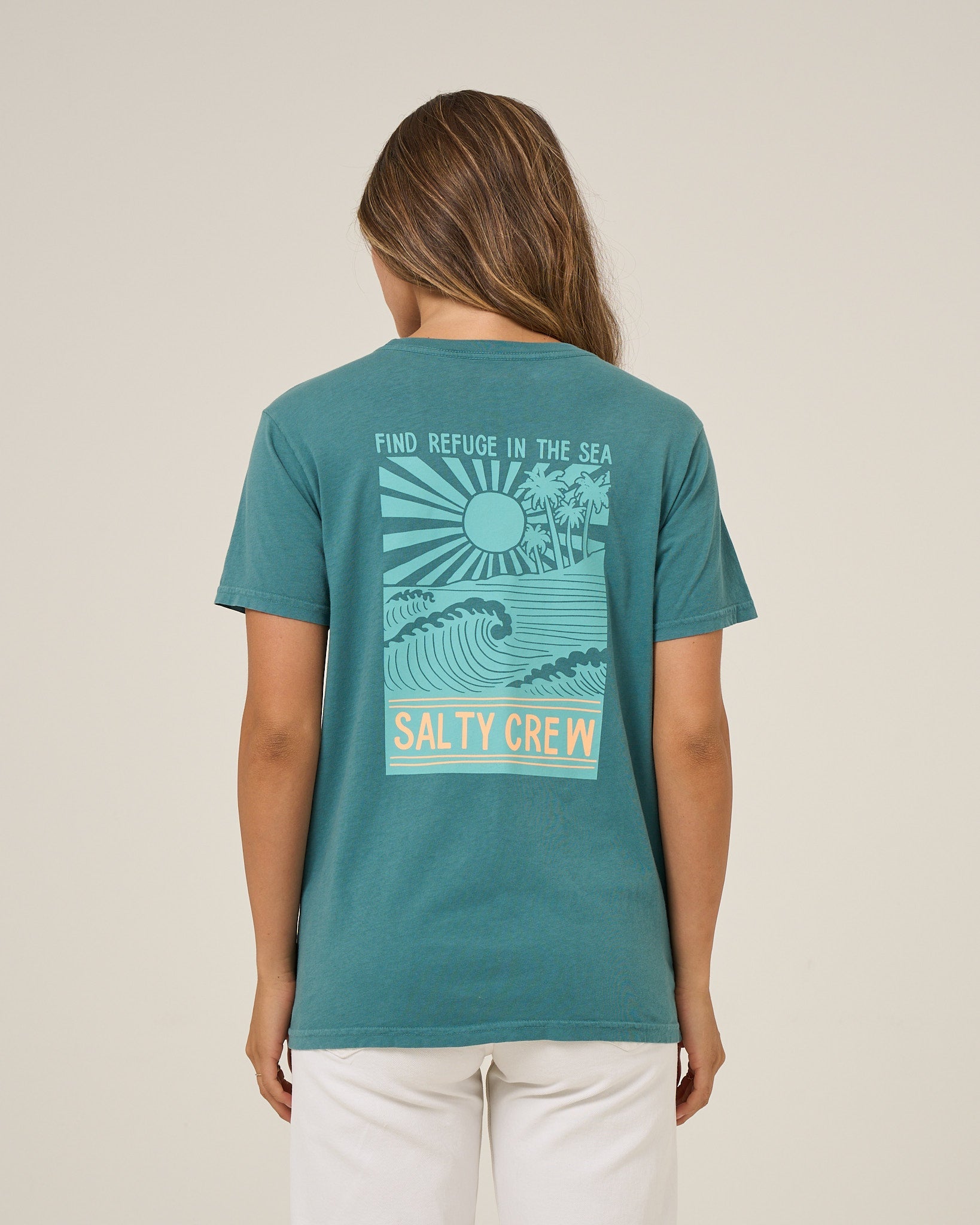 Salty Crew Rise And Smile BF Tee Teal M
