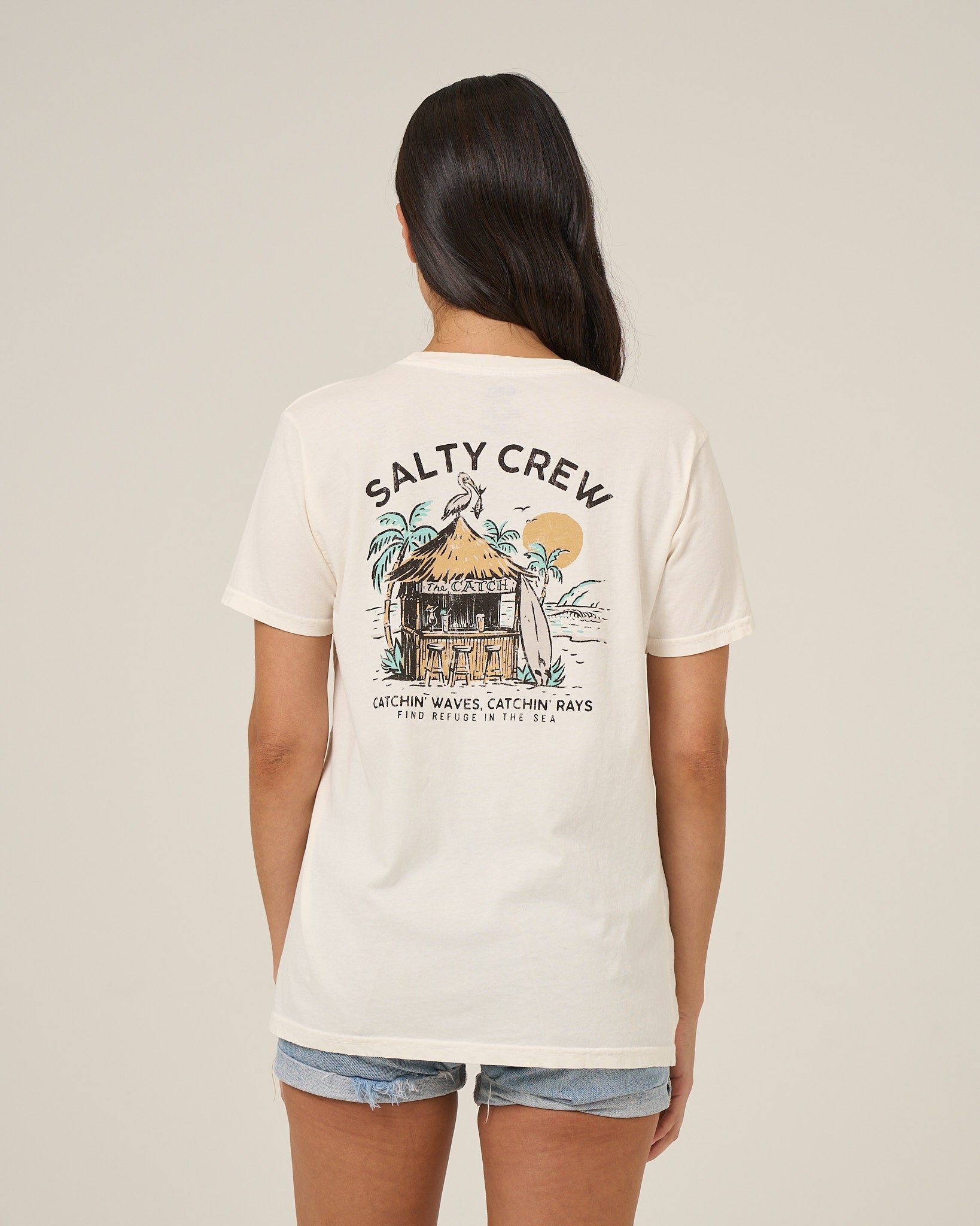 Salty Crew Beach Hut BF Tee OffWhite L