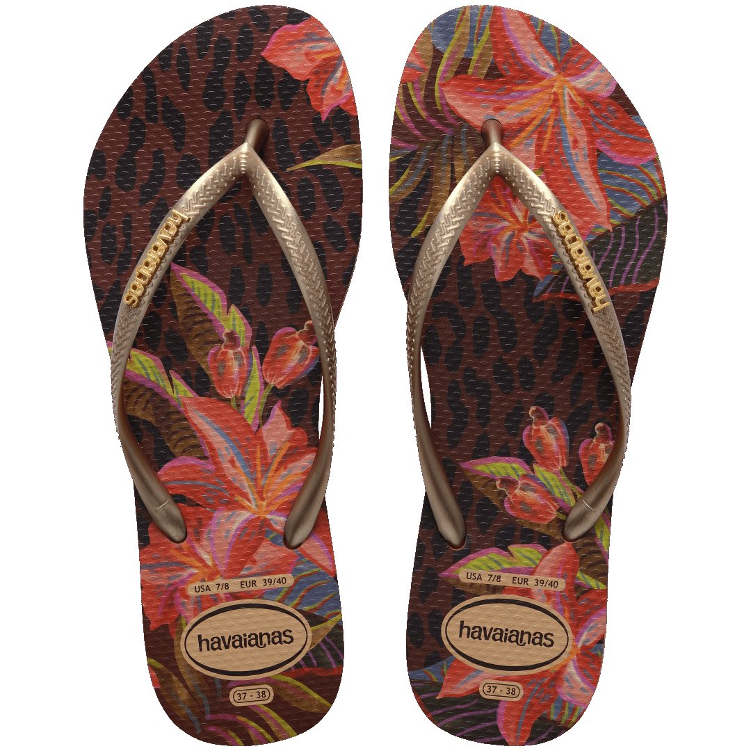 Havaianas Slim Animal Floral Fusion Womens Sandals 1976-Rust 6
