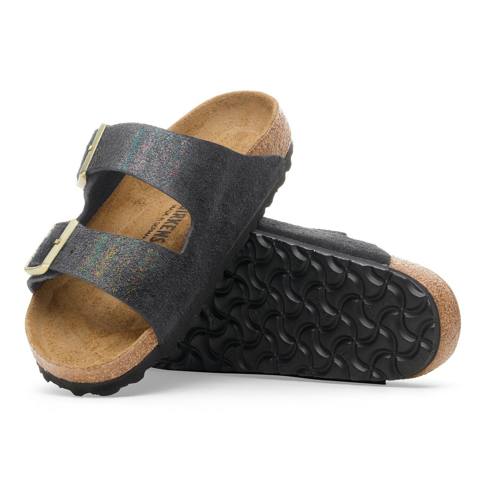 Birkenstock Arizona Womens Sandal Suede-Shimmering Black 7