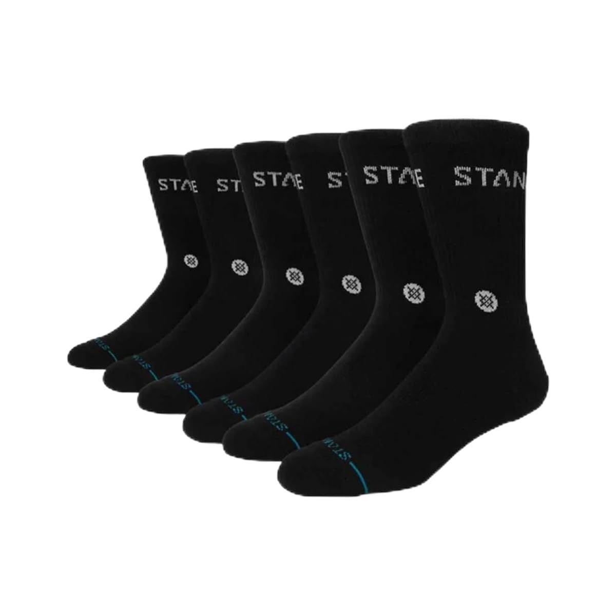 Stance Origin 6 Pack White Socks BLK L