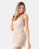 ROXY WILD THING CROCHET DRESS C61-CAMEL/IVORY S