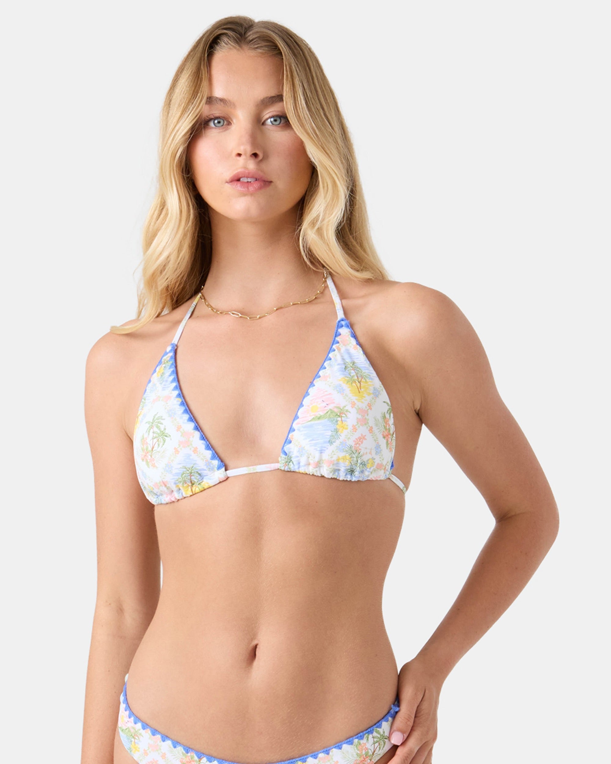 ROXY CATCH MY DRIFT TIKI TRI BIKINI TOP WHQ-WHITE/LIGHT MULTI M