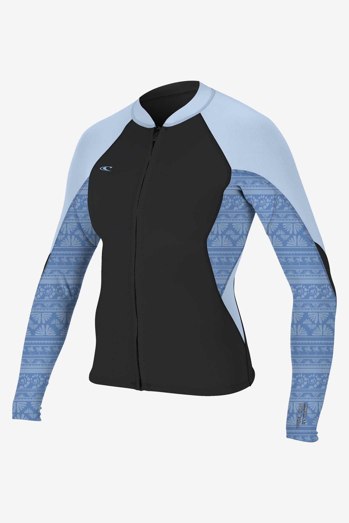 O Neill Womens Bahia 1.0/0.5mm Full Zip Wetsuit Jacket IQ6-TEMPSTEEL/SURFAB/CHAMBLU 12