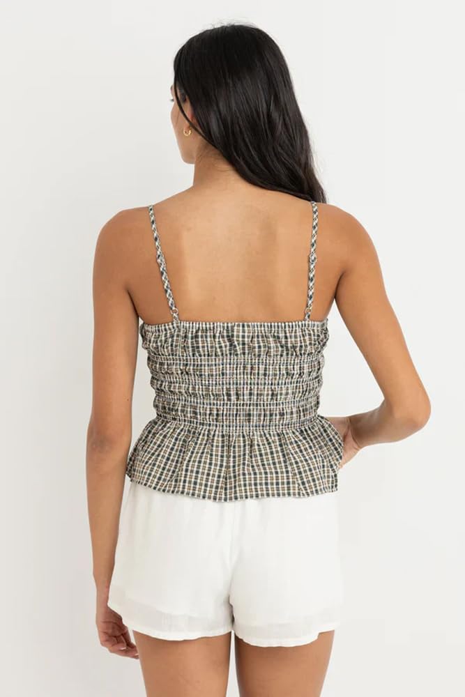 RHYTHM ANTIBES PLAID TOP OLI-OLIVE 4L