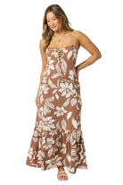 O'NEILL TASMIN FLORAL MIDI DRESS CBB-Carob Brown L