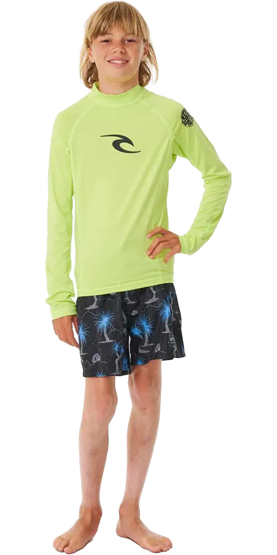 RIP CURL BRAND WAVE UPF L/S-BOY LIME 16