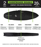 Creatures of Leisure Double DT2.0 Shortboard Boardbag Titanium-Black 6ft0in