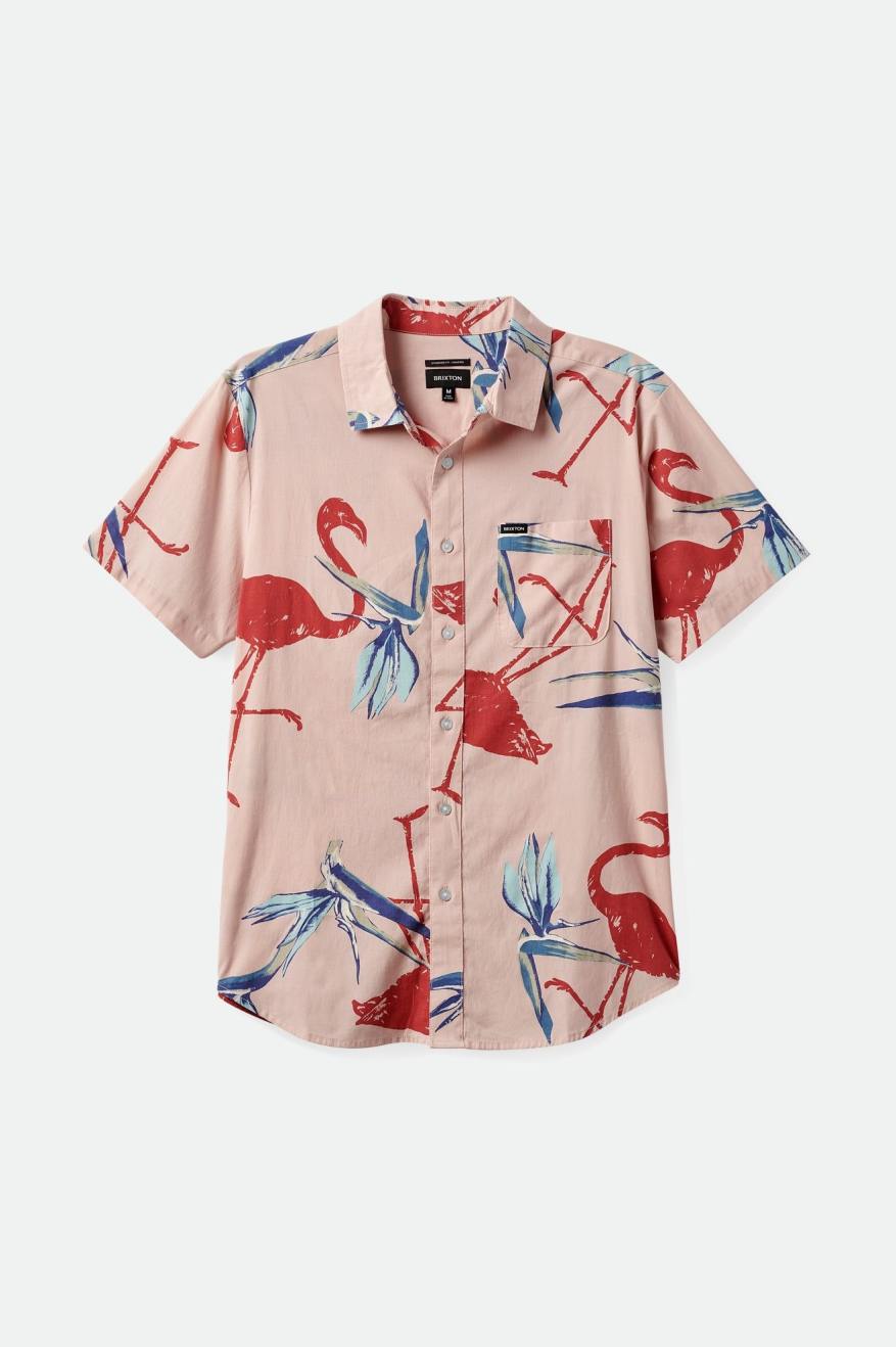 Charter Print S/S Woven Shirt - Coral Pink/Dusty Cedar/Canal Blue.